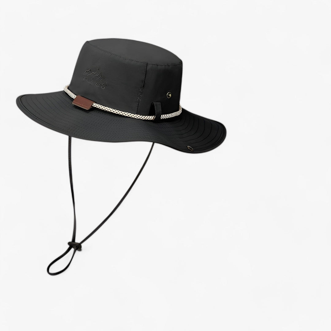 Fishing hat with wide brim for optimal shade during outdoor activities