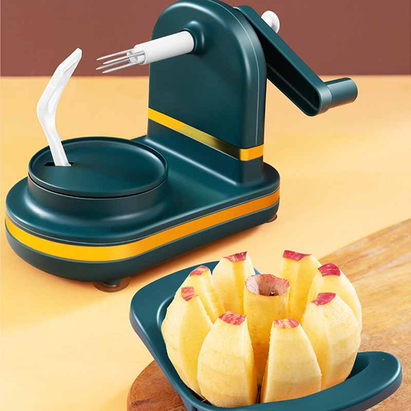 Olive kitchen peeler displaying sliced apple fruit prep