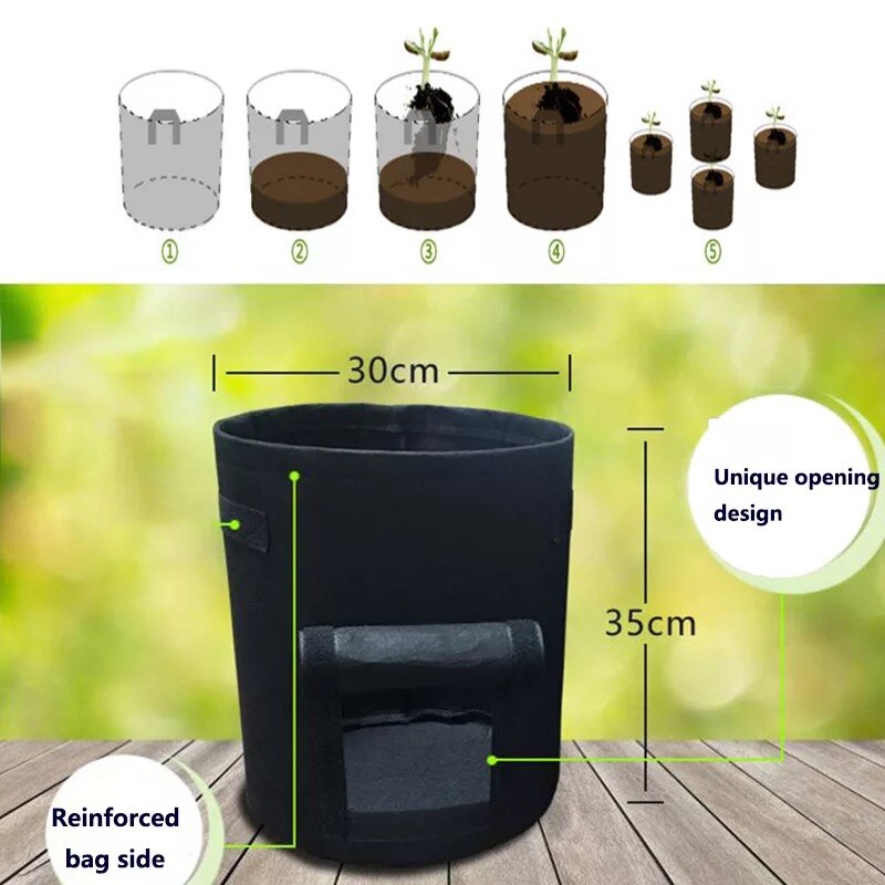 Close-up of durable aeration fabric on round vegetable planter