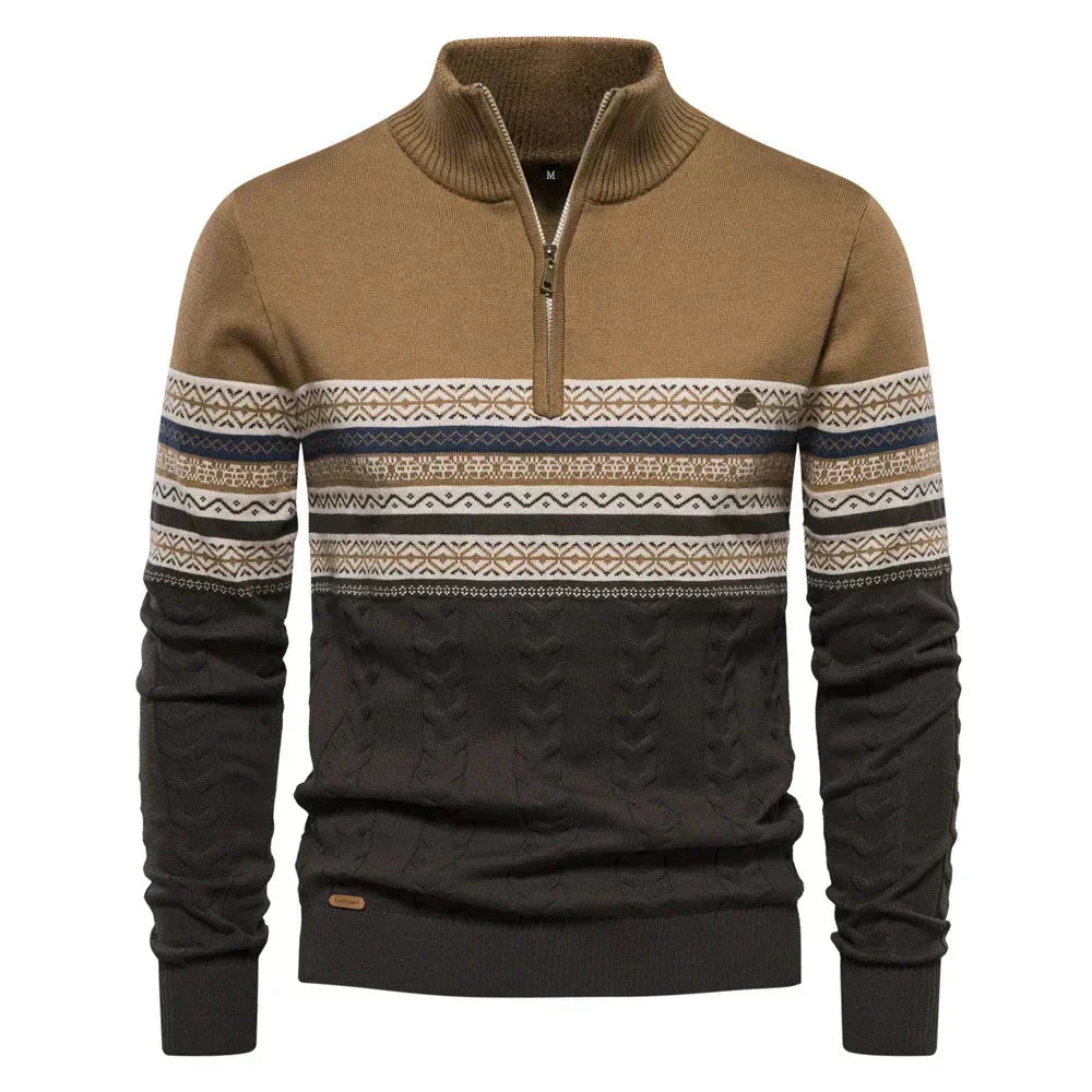 Tyrion | Men’s Fair Isle Quarter Zip Knit Sweater