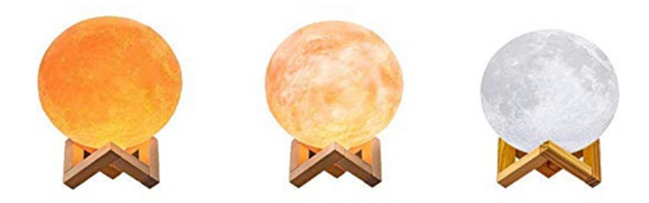 USB powered moon lamp air humidifier connected on a minimalist desk
