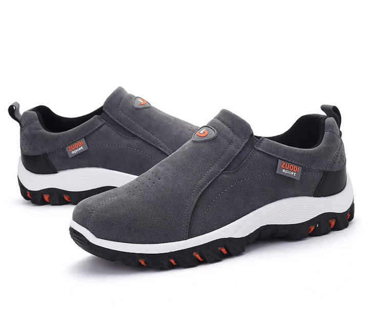 Close-up of flexible rubber outsole on comfort shoes for men