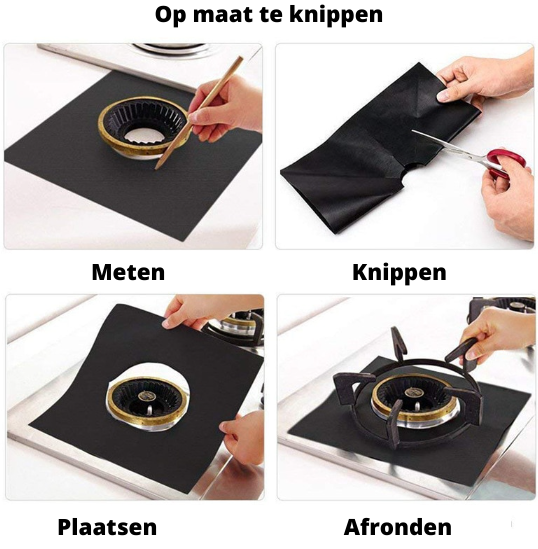 Reusable gas stove top protector mat set on a clean kitchen counter