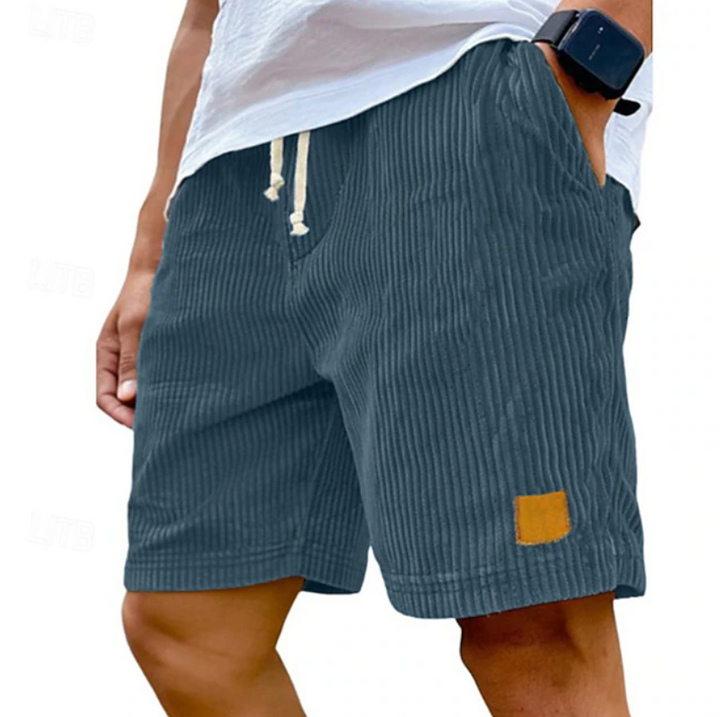 Detailed shot of the adjustable drawstring waistband on mens shorts