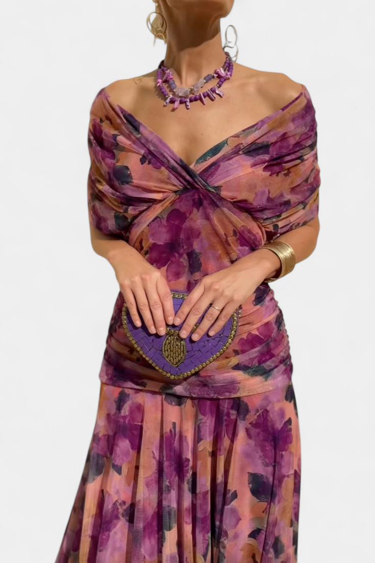 Womens formal evening dress styled with high heels