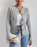 Arielleth | Women’s Cropped Cable Knit Button Front Cardigan