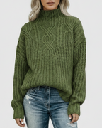 Cressida | Women’s Cable Knit Mock Neck Sweater