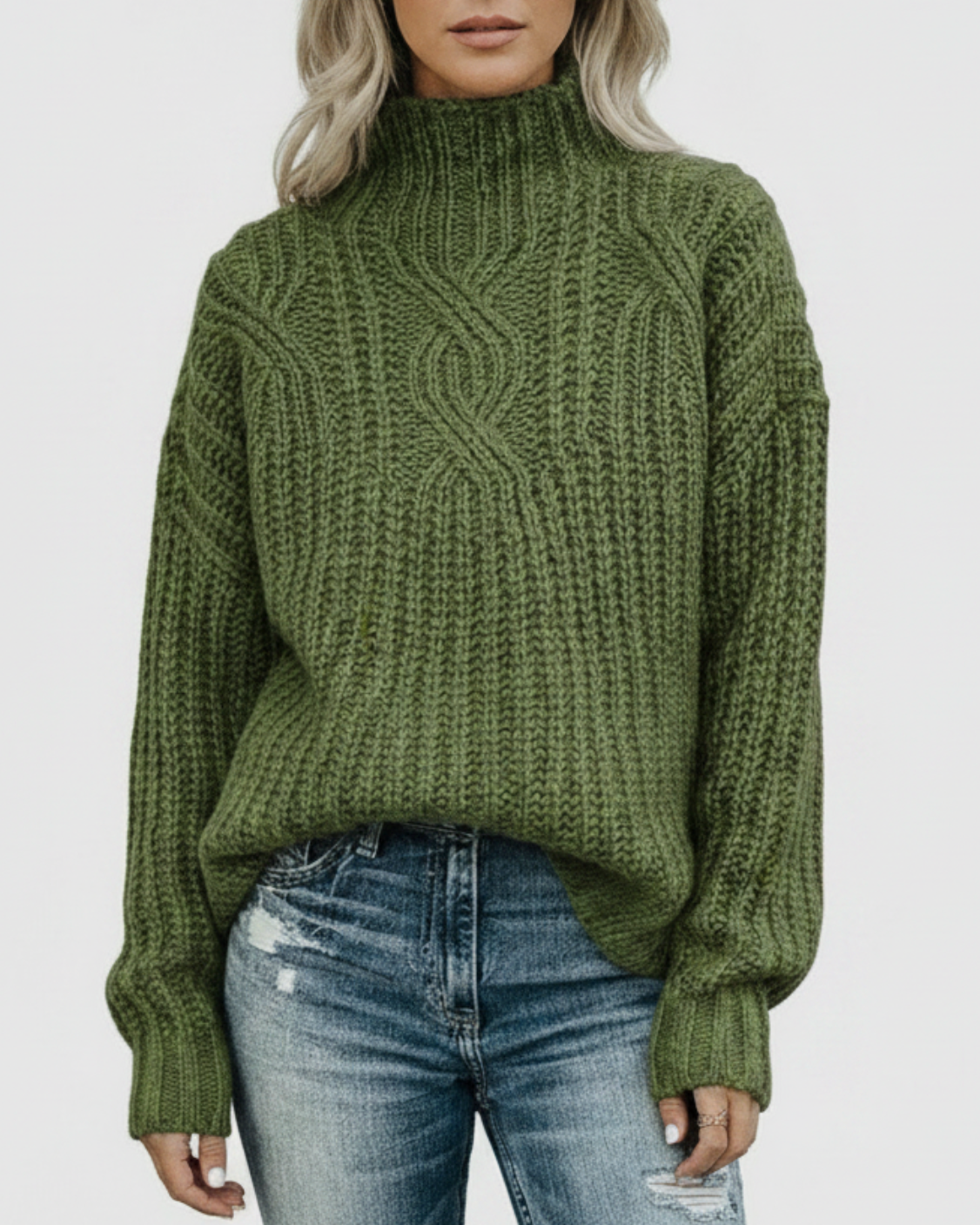 Cressida | Women’s Cable Knit Mock Neck Sweater