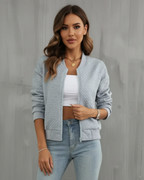 Cheska | Women’s Quilted Zip Front Bomber Jacket