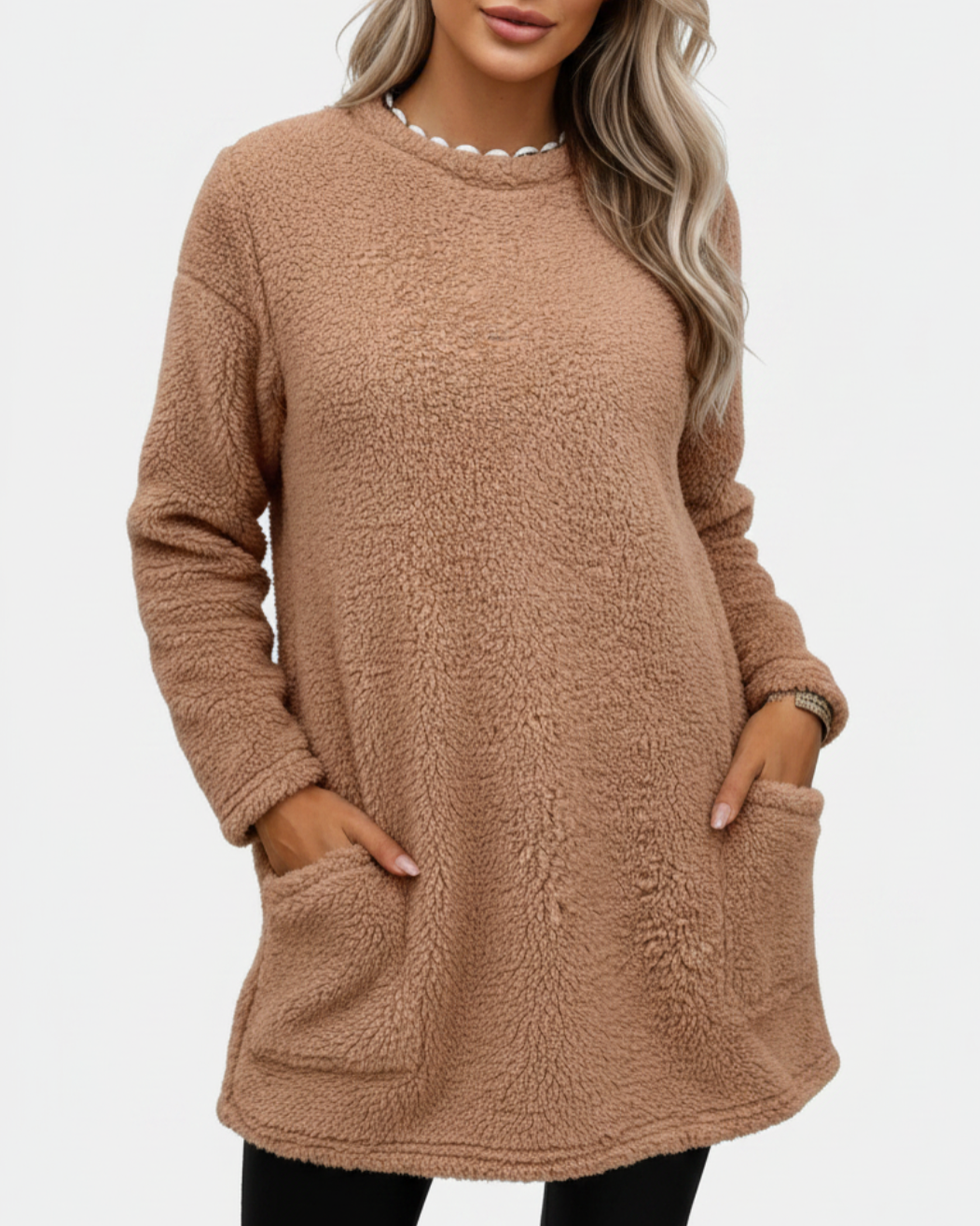 Francine | Women’s Pocket Button Long Sleeve Sweater Dress