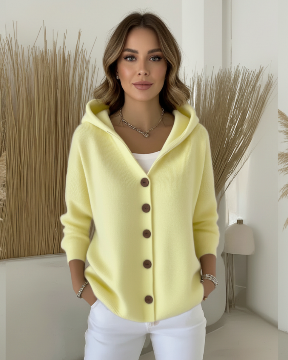 Eulla | Women’s Cable Knit Button-Front Hoodie