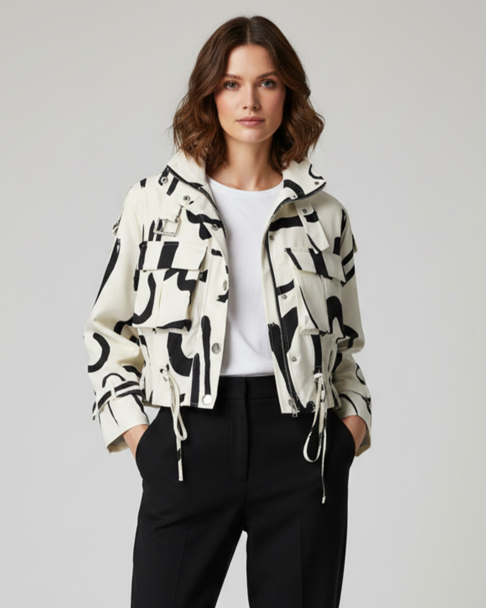 Eula | Women’s Abstract Print Cropped Jacket