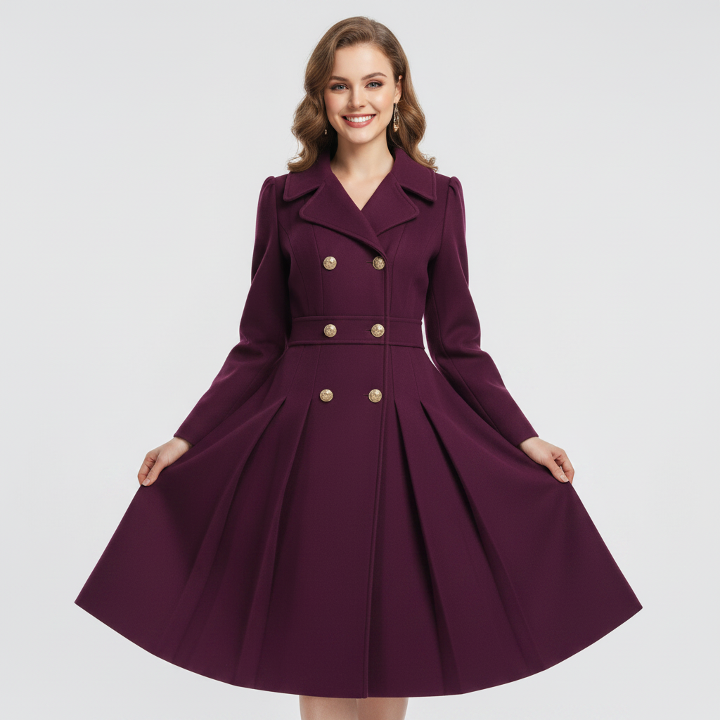 Viella | Women’s Double Breasted Fit Flare Coat
