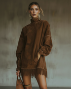 Carmela | Women’s Fringe Turtleneck Dress
