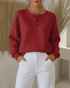Brenna | Women’s Waffle Knit Henley Sweater