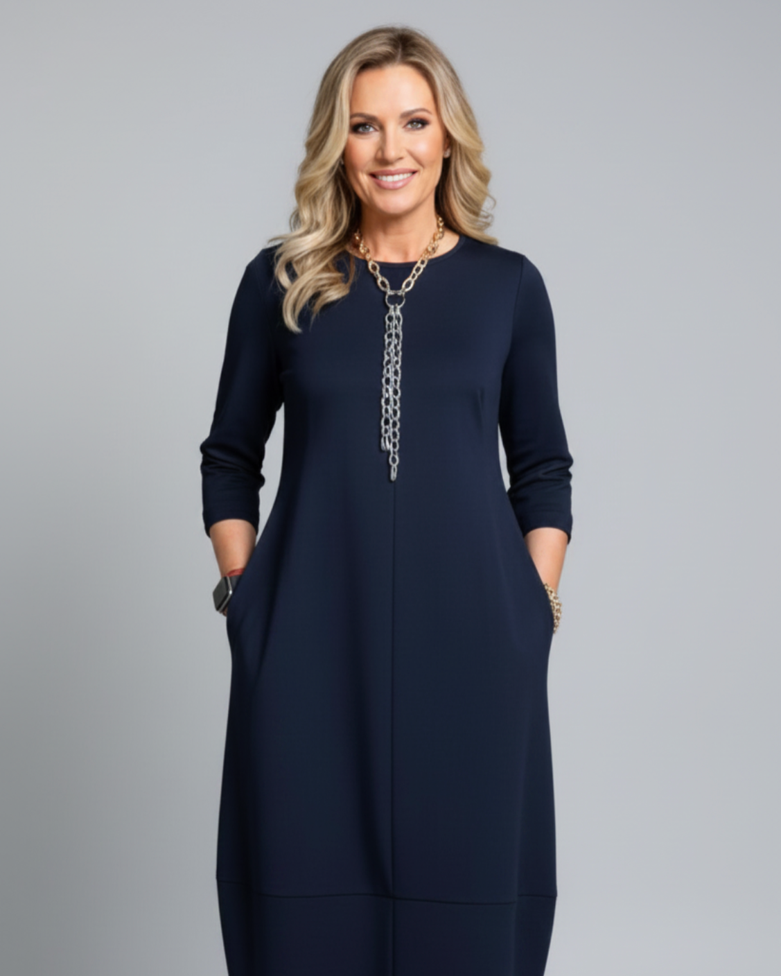 Maribel | Women’s Round Neck Midi Dress