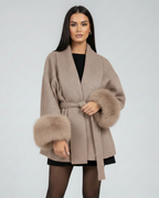 Anastasia | Women’s Belted Fur Cuff Coat