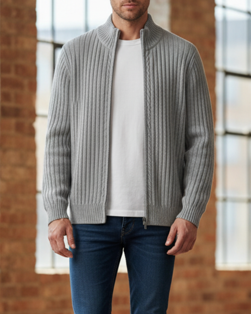 Keller | Men’s Ribbed Full-Zip Cardigan