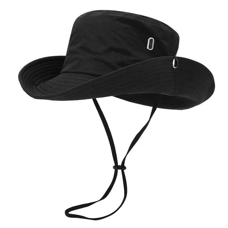 Womens wide brim outdoor sun hat with UV protection and travel safari design