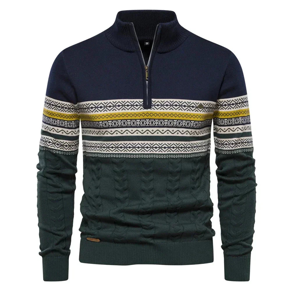 Tyrion | Men’s Fair Isle Quarter Zip Knit Sweater