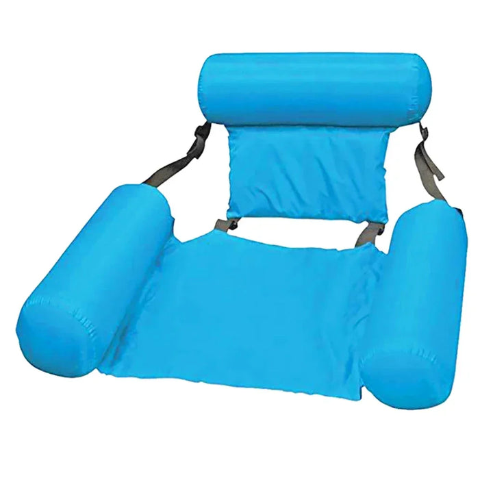 Top-down view of summer pool float showcasing supportive seat design
