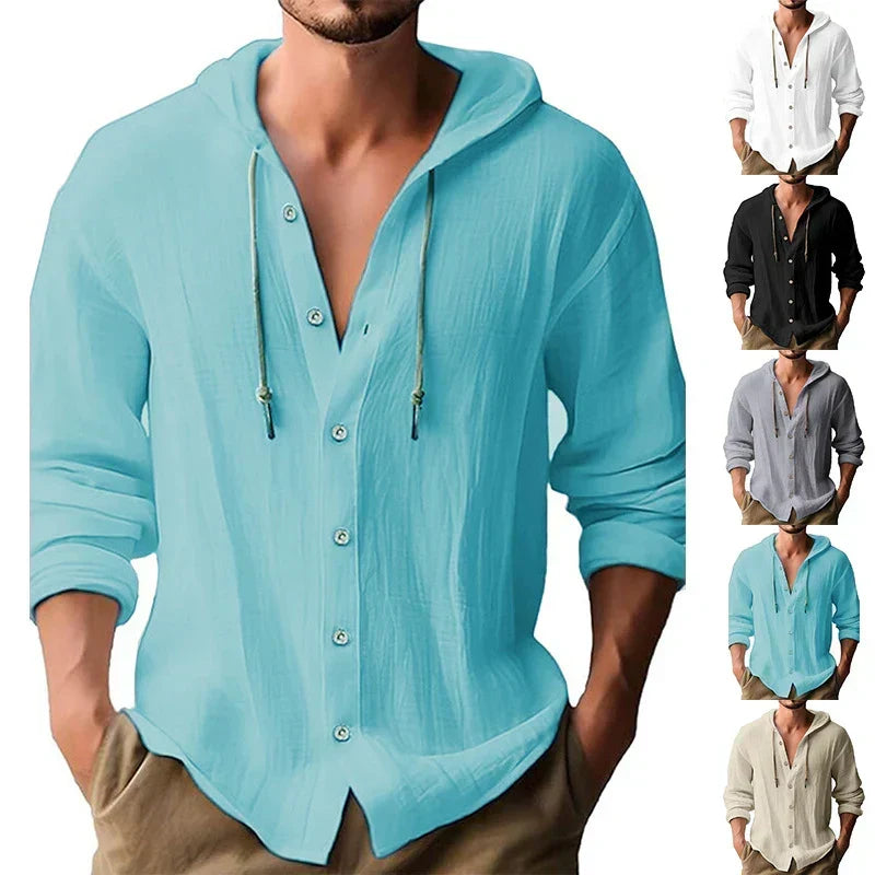 Stylish mens fashion hooded beach shirt in breathable summer material