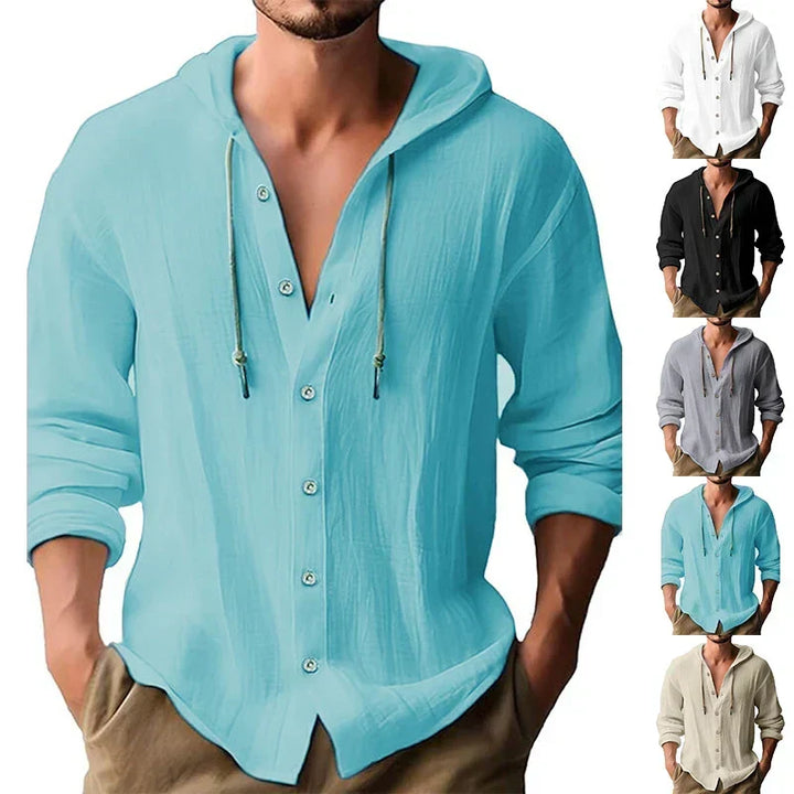 Stylish mens fashion hooded beach shirt in breathable summer material