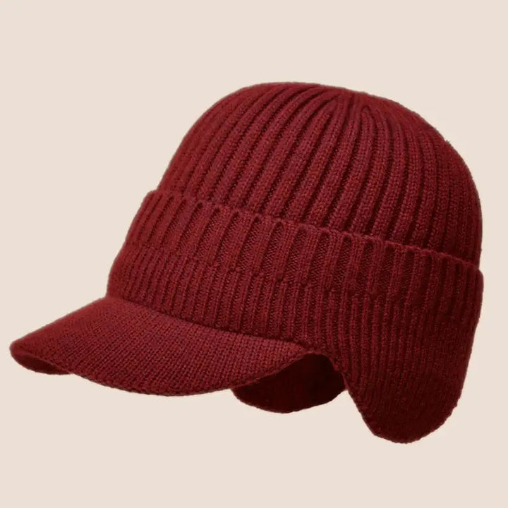 Folded unisex knitted beanie ready for winter travel