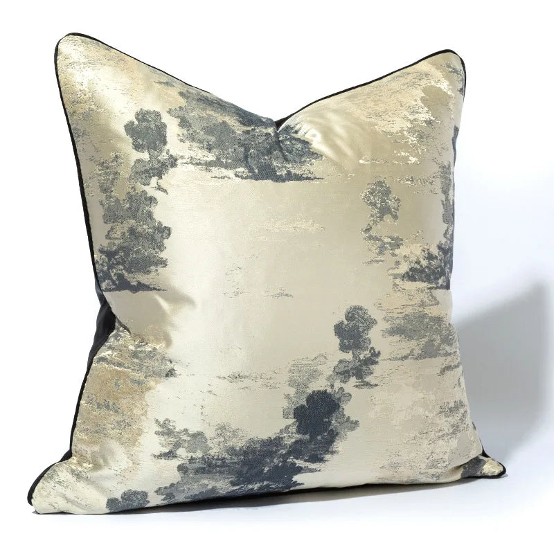 Stylish abstract art cushion cover enhancing modern home interior design