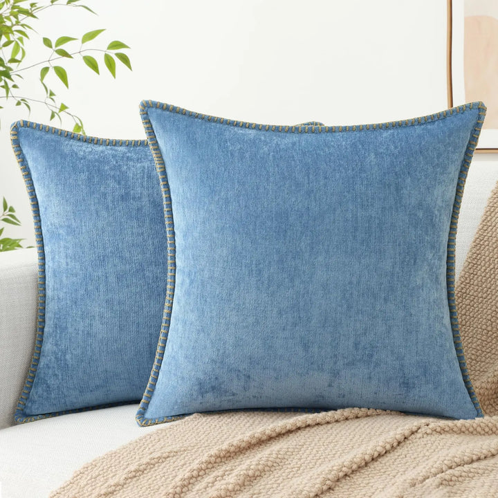 Cozy home decor setup featuring a pair of soft throw pillow covers