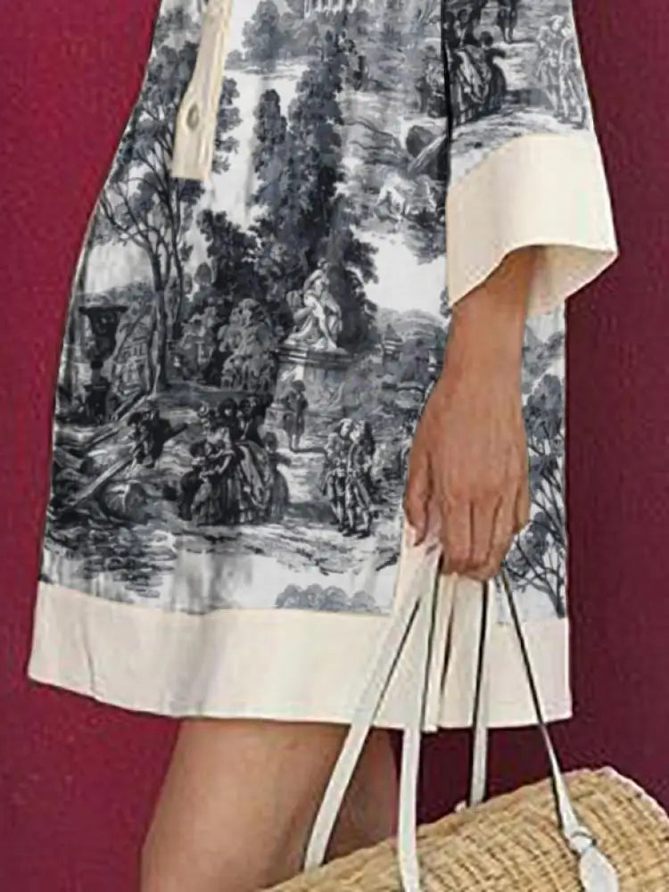 Flat lay of a vintage style floral mini dress for womens fashion