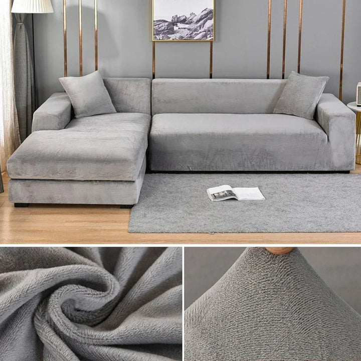 Breathable couch protector installed neatly on a modern living room sofa