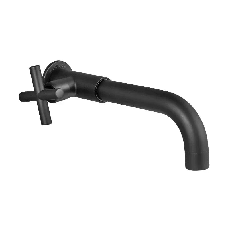 Complete modern bathroom tap and wall faucet set in stainless steel