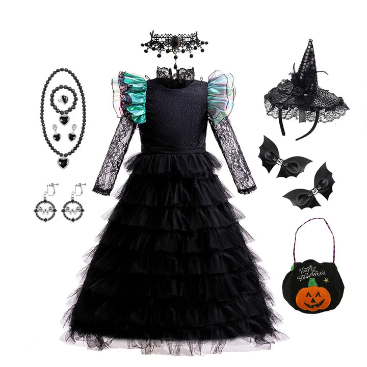 Full length shot of the elegant girls emerald green witch ball gown party wear dress