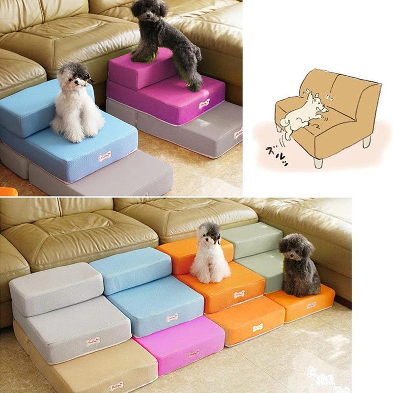 DogStep Pro 2-step pet stairs for sofa and bed access in living room