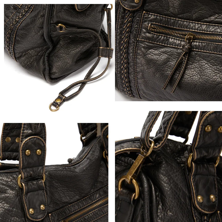 Women's black handbag and shoulder purse for everyday use