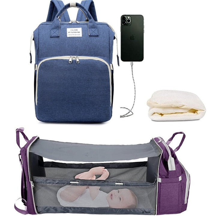 Ergonomic shoulder straps and padded back support on the baby changing bag for comfortable wear.