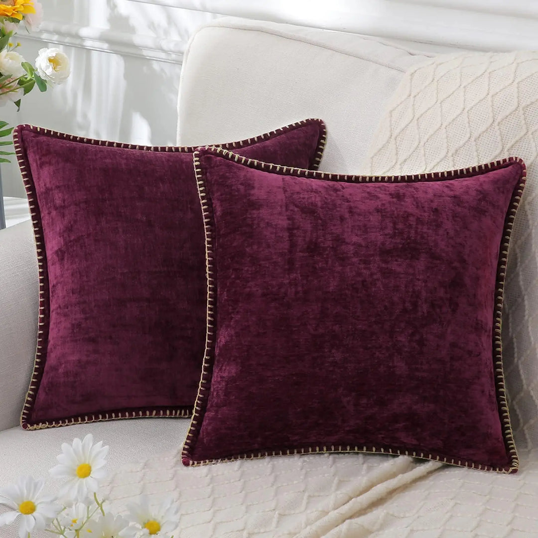 Textured throw pillow cover laid flat to display its full square shape