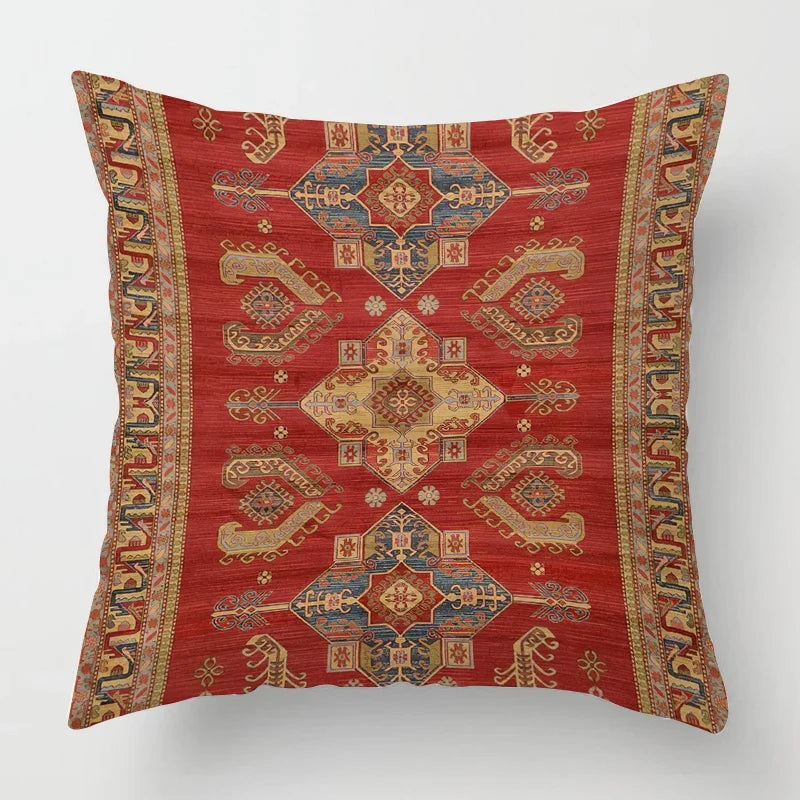 Square decorative throw pillow cover with traditional motif