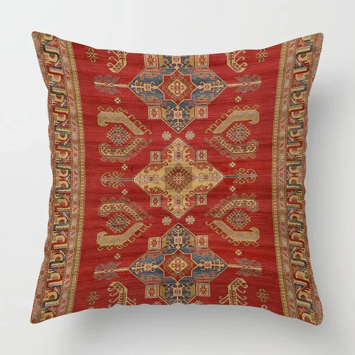 Square decorative throw pillow cover with traditional motif
