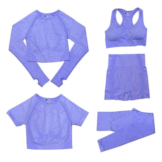 Complete women's sportswear outfit bundle arranged on a flat surface