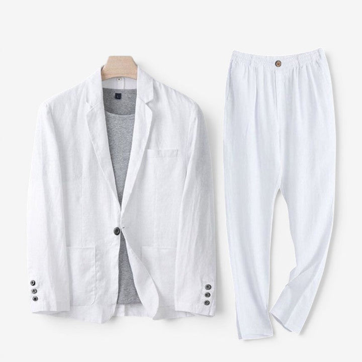 Coordinated men's smart casual outfit featuring a stylish jacket and pants