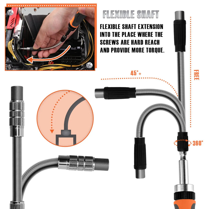 Universal 68-in-1 ratchet screwdriver set with precision magnetic bits