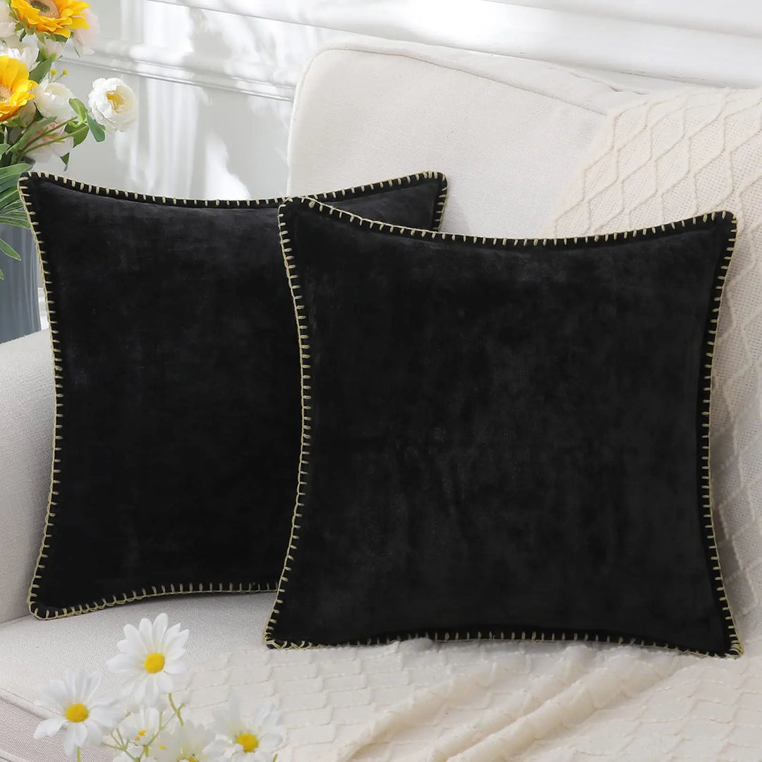 Close-up of soft chenille fabric texture on a decorative cushion cover