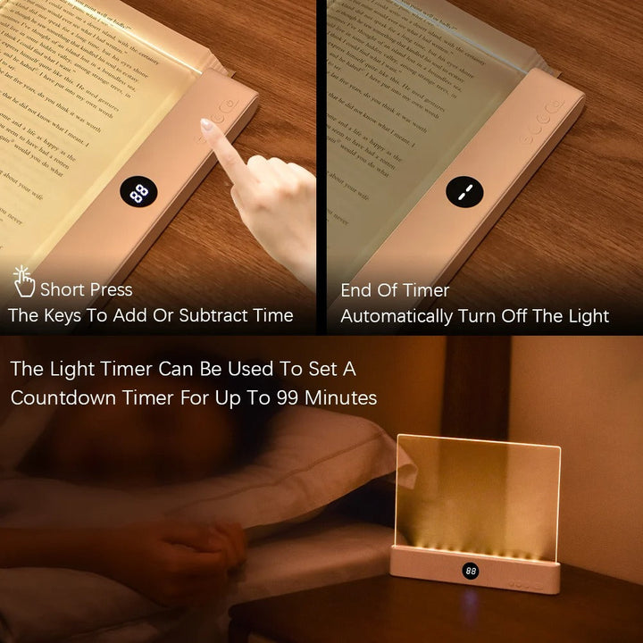 Adjustable bedside lamp showing flexible neck positioning for reading