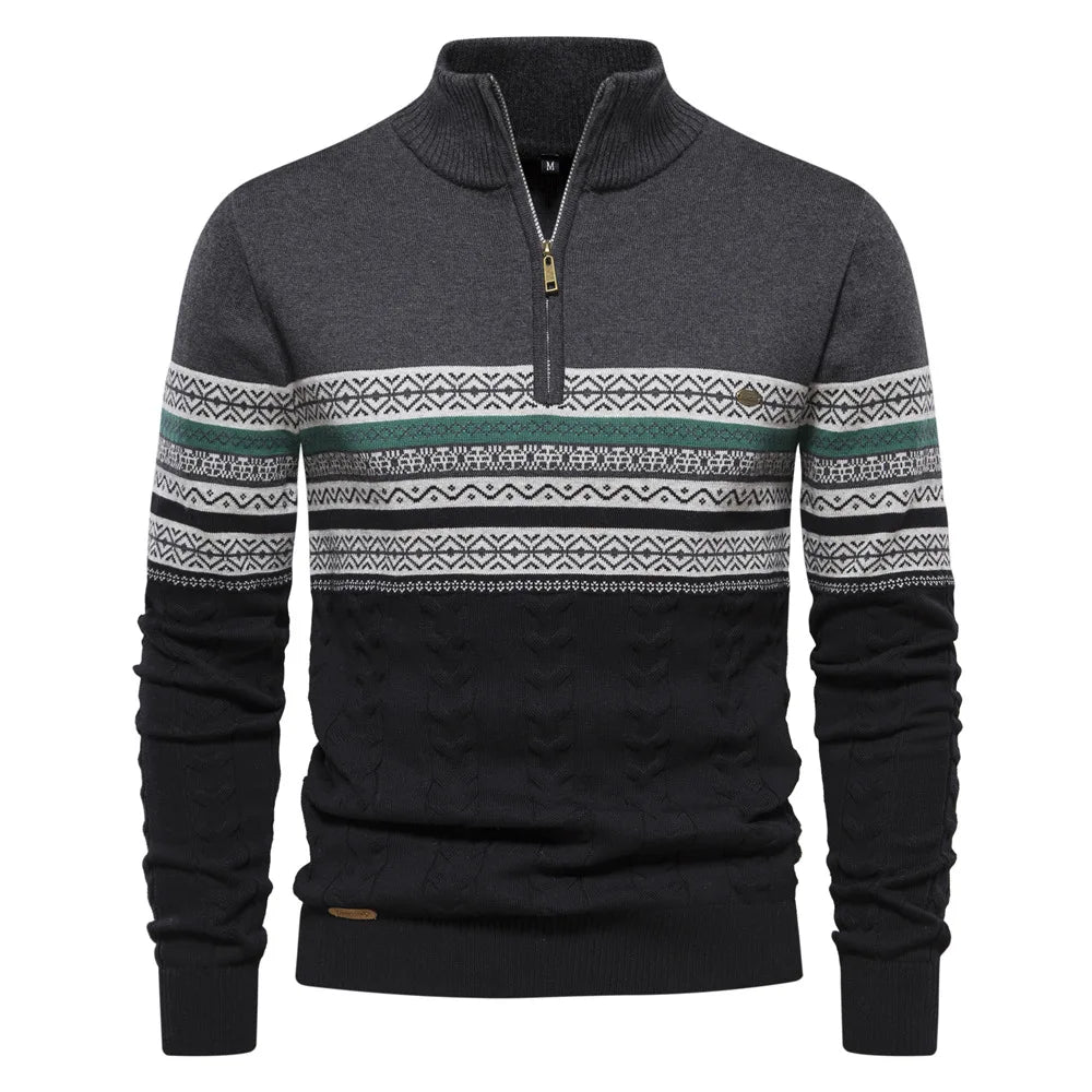 Tyrion | Men’s Fair Isle Quarter Zip Knit Sweater
