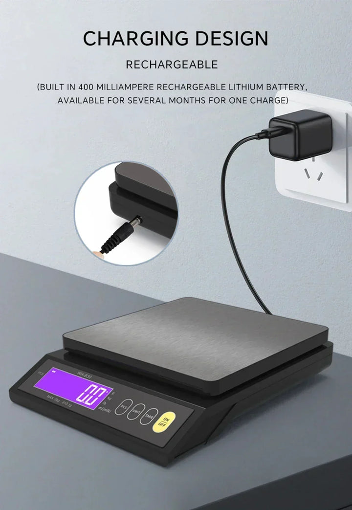 Precision digital cooking scale weighing liquid ingredients