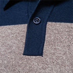 Theo | Men’s Striped Knit Long Sleeve Polo Sweater