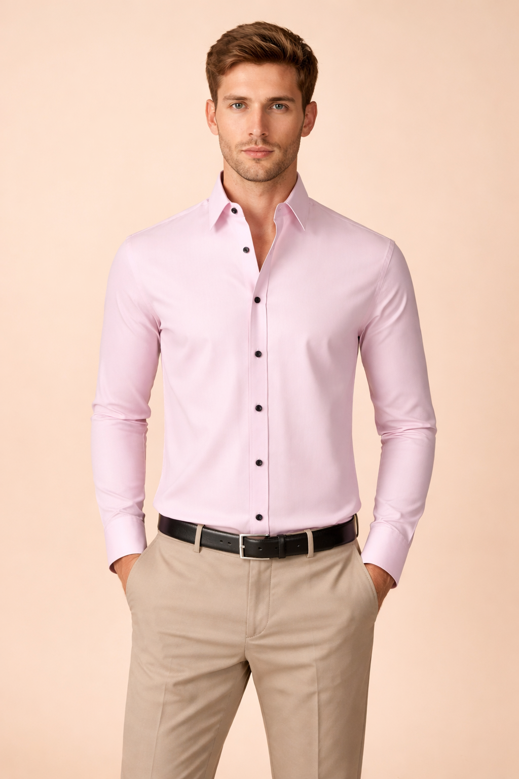 Detailed shot of fabric texture and cuffs on men's fashion shirt