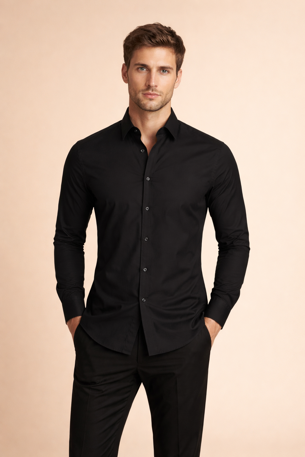 Men's formal wear shirt styled for business attire